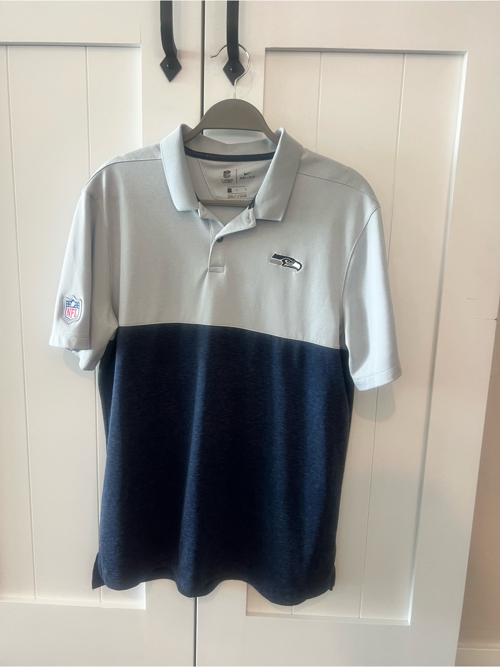Seattle Seahawks Two-Tone Polo Shirt - Light Gray & Navy